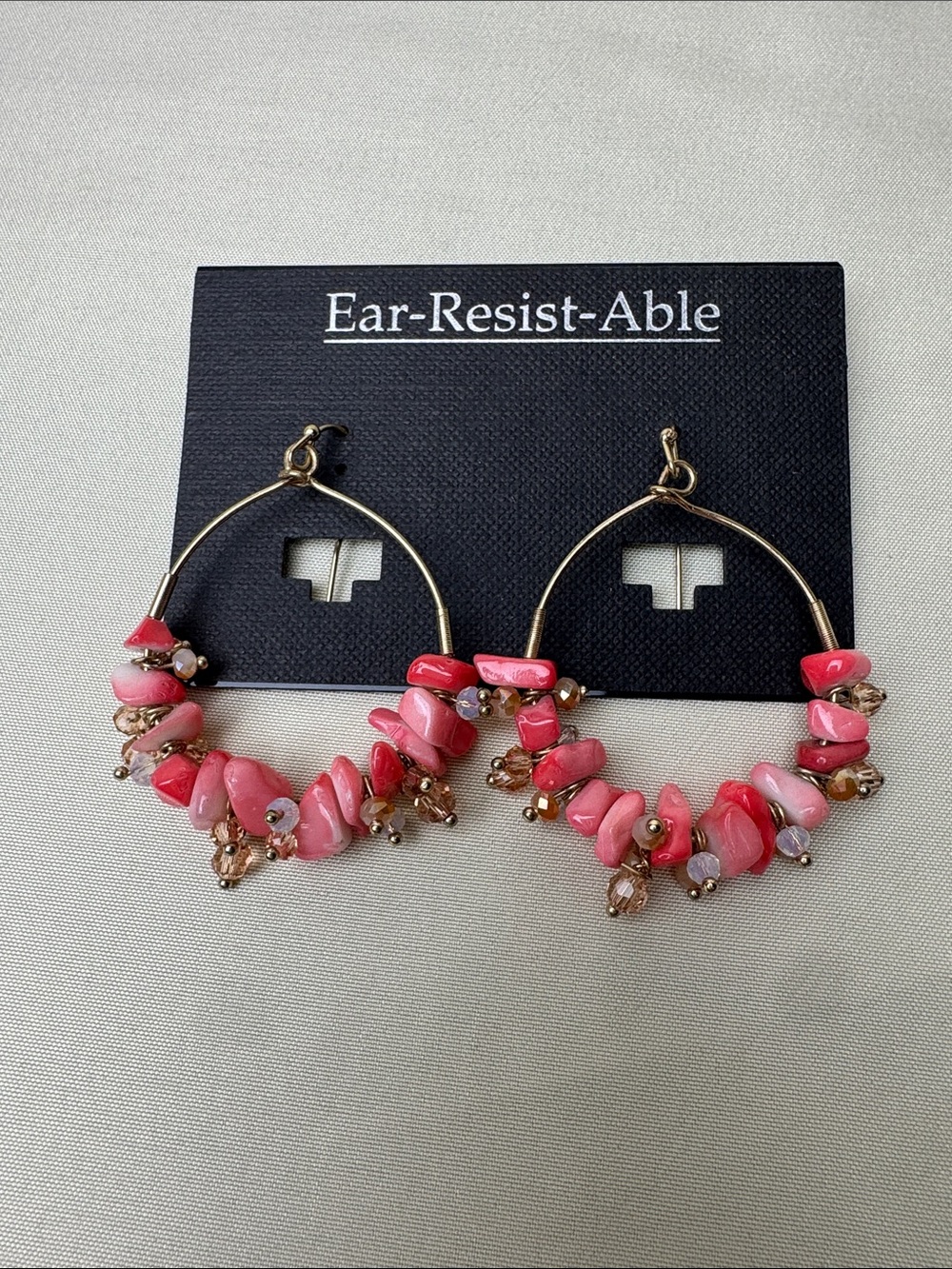 Pink Beaded Hoop Earrings